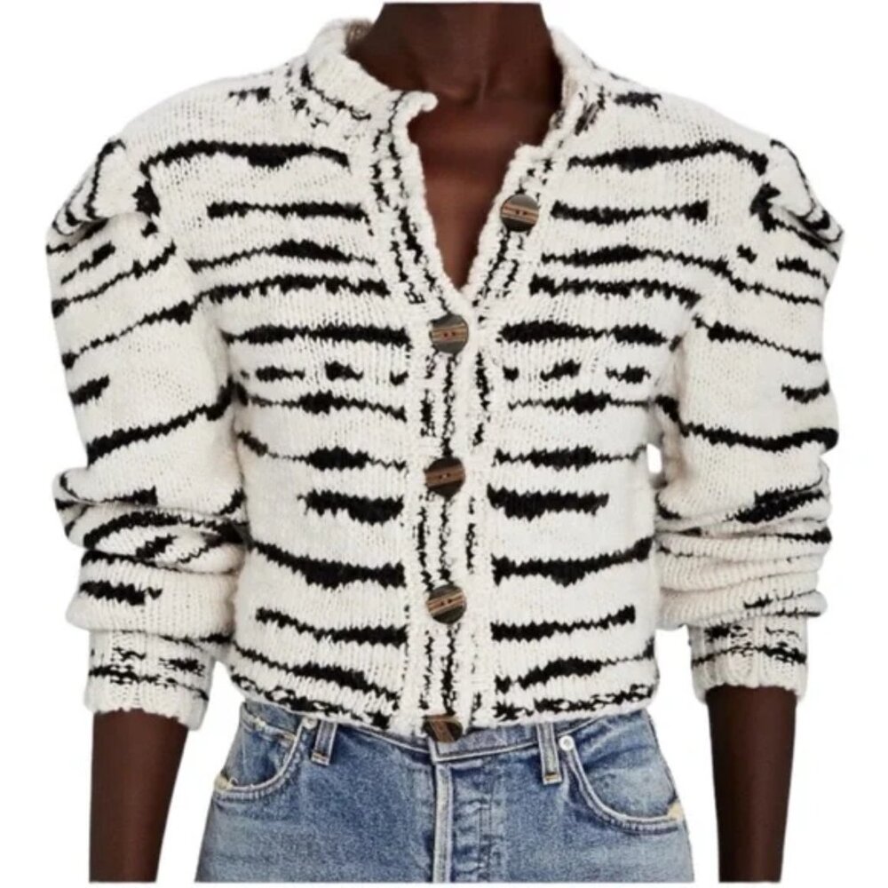 Ulla Johnson Skye Zebra Merino Wool Cardigan, size S
